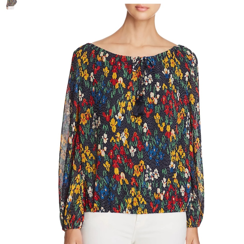 Tory Burch size small Josephine floral top blouse tie detail and gathere…